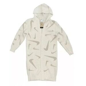 Nike Sportswear Womens SMALL Phoenix Cozy Boucle White Long Knit Cardigan NEW